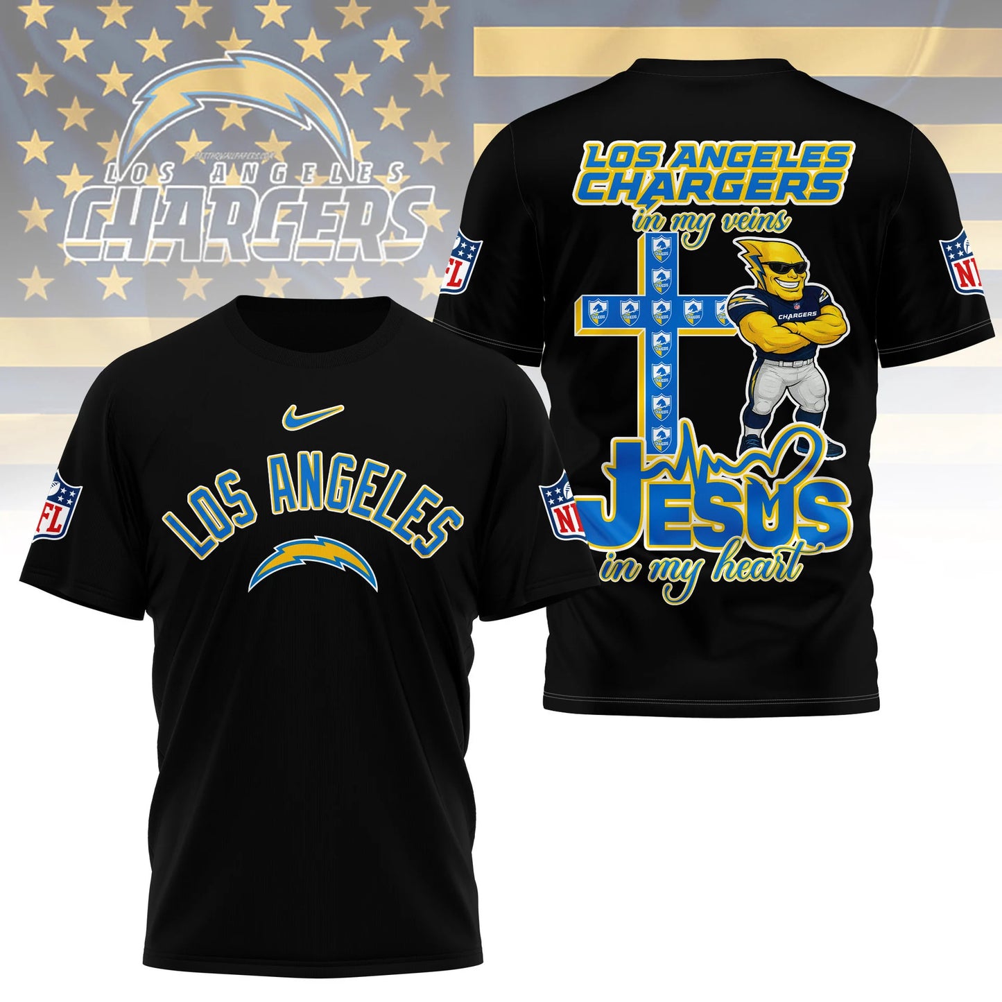 LIMITED EDITION - NEW CUSTOMIZED NFL09 LAC LOS ANGELES CHARGERS T-SHIRT | MULTIPLE COLORS AVAILABLE