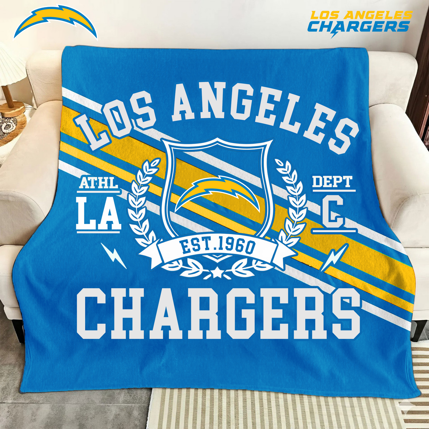 LIMITED EDITION - NEW CUSTOMIZED NFL09 LAC LOS ANGELES CHARGERS NORMAL & FLEECE BLANKET