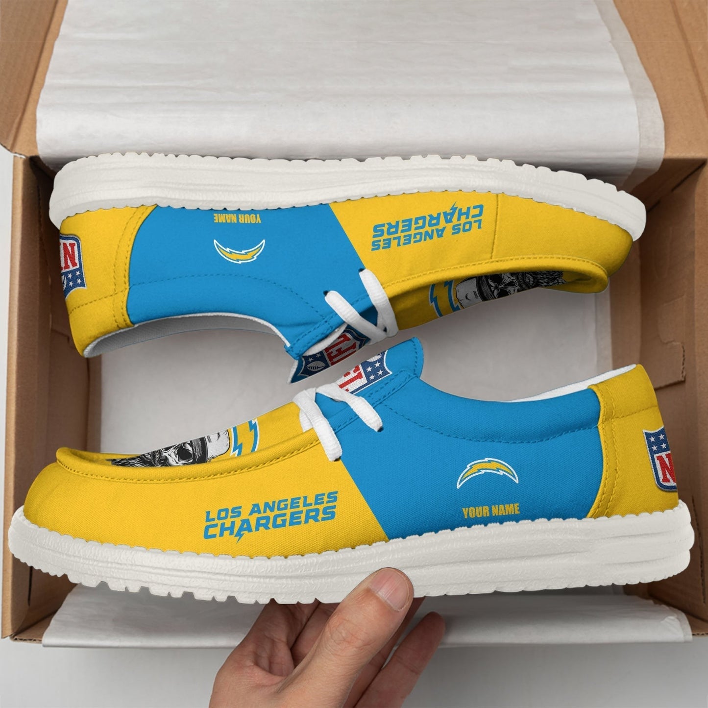 LIMITED EDITION - NEW CUSTOMIZED NFL09 LAC LOS ANGELES CHARGERS LOAFER SHOES