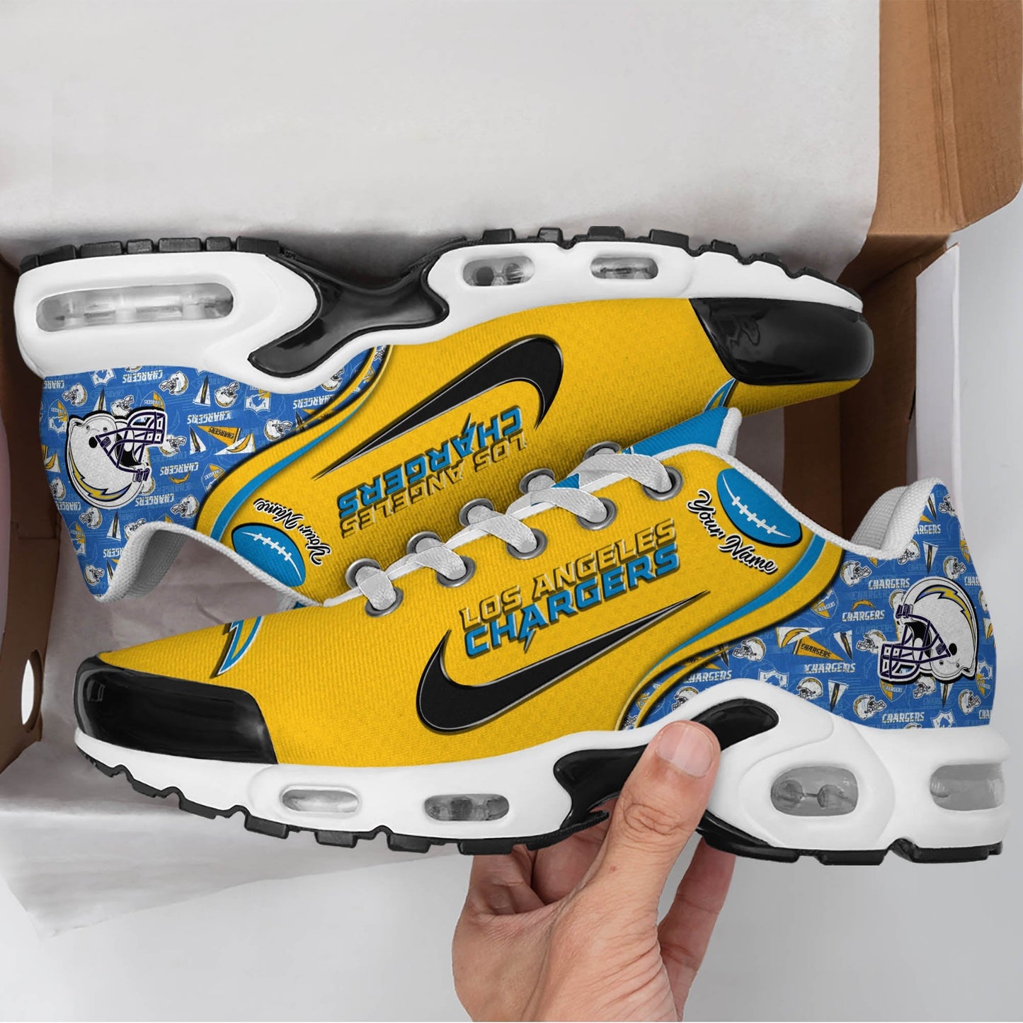 LIMITED EDITION - NEW CUSTOMIZED NFL09 LAC LOS ANGELES CHARGERS UNISEX AIR MAX PLUS SNEAKERS