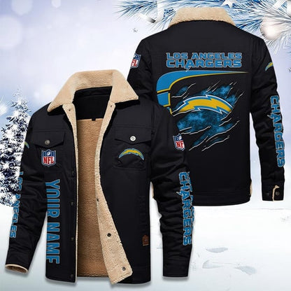 LIMITED EDITION - NEW CUSTOMIZED NFL09 LAC LOS ANGELES CHARGERS FLEECE JACKET