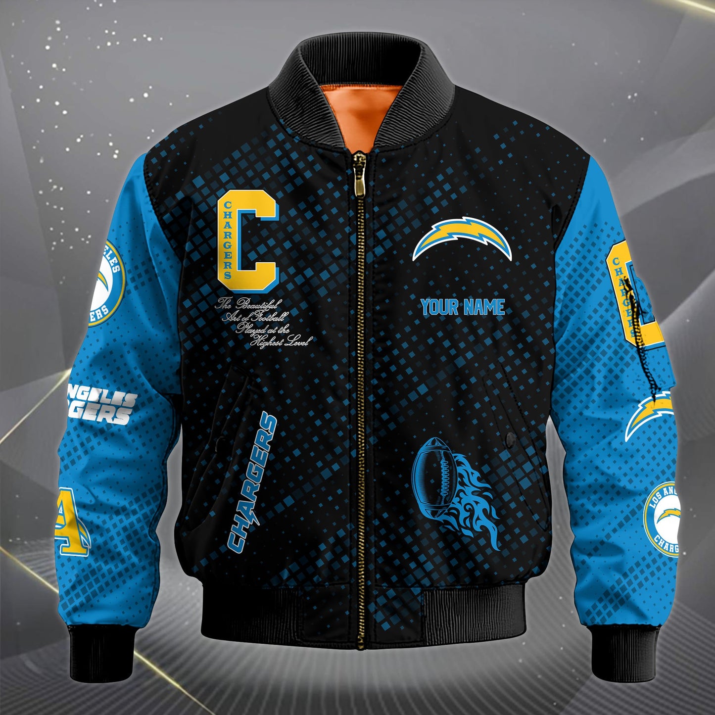 LIMITED EDITION - NEW CUSTOMIZED NFL09 LAC LOS ANGELES CHARGERS SATIN VARSITY JACKET & LONG PANTS