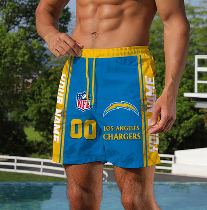 LIMITED EDITION - NEW CUSTOMIZED NFL09 LAC LOS ANGELES CHARGERS UNISEX SHORT PANTS