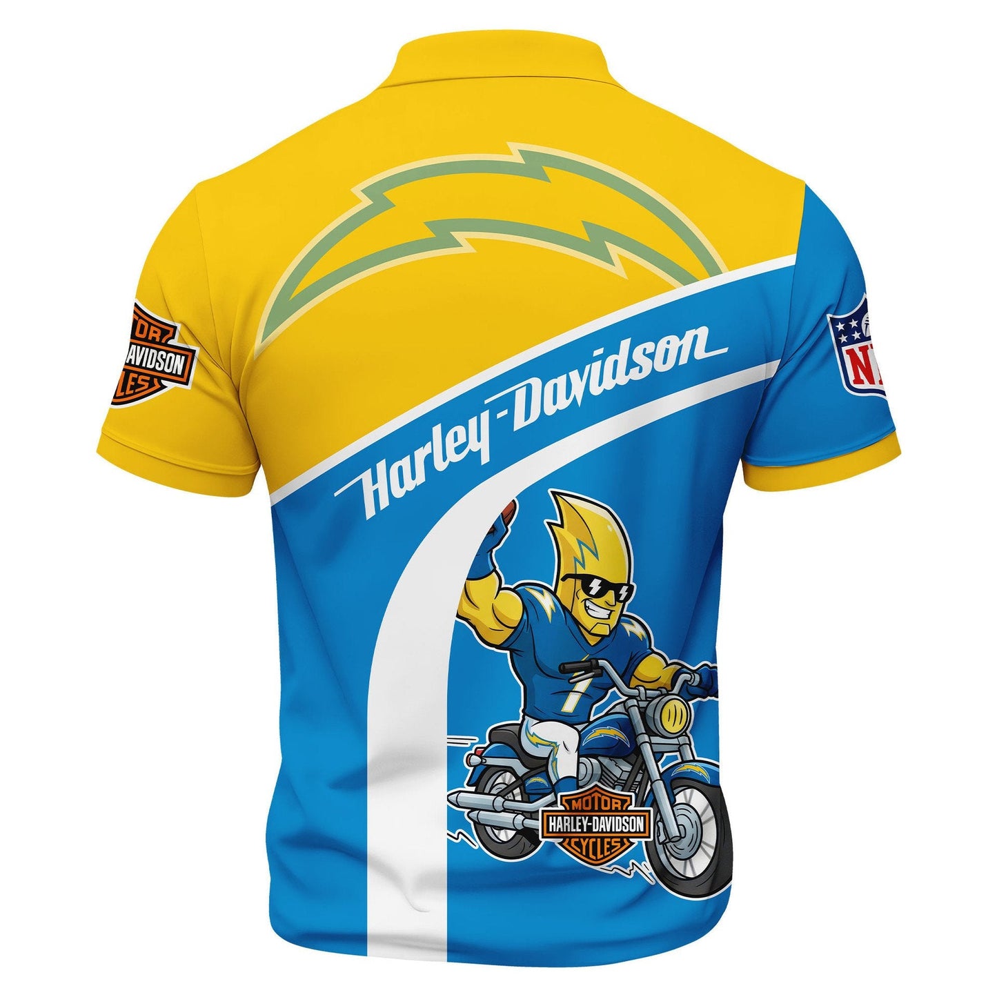 LIMITED EDITION - NEW CUSTOMIZED NFL09 LAC LOS ANGELES CHARGERS HARLEY-DAVIDSON POLO WITH ZIPPER SHIRT