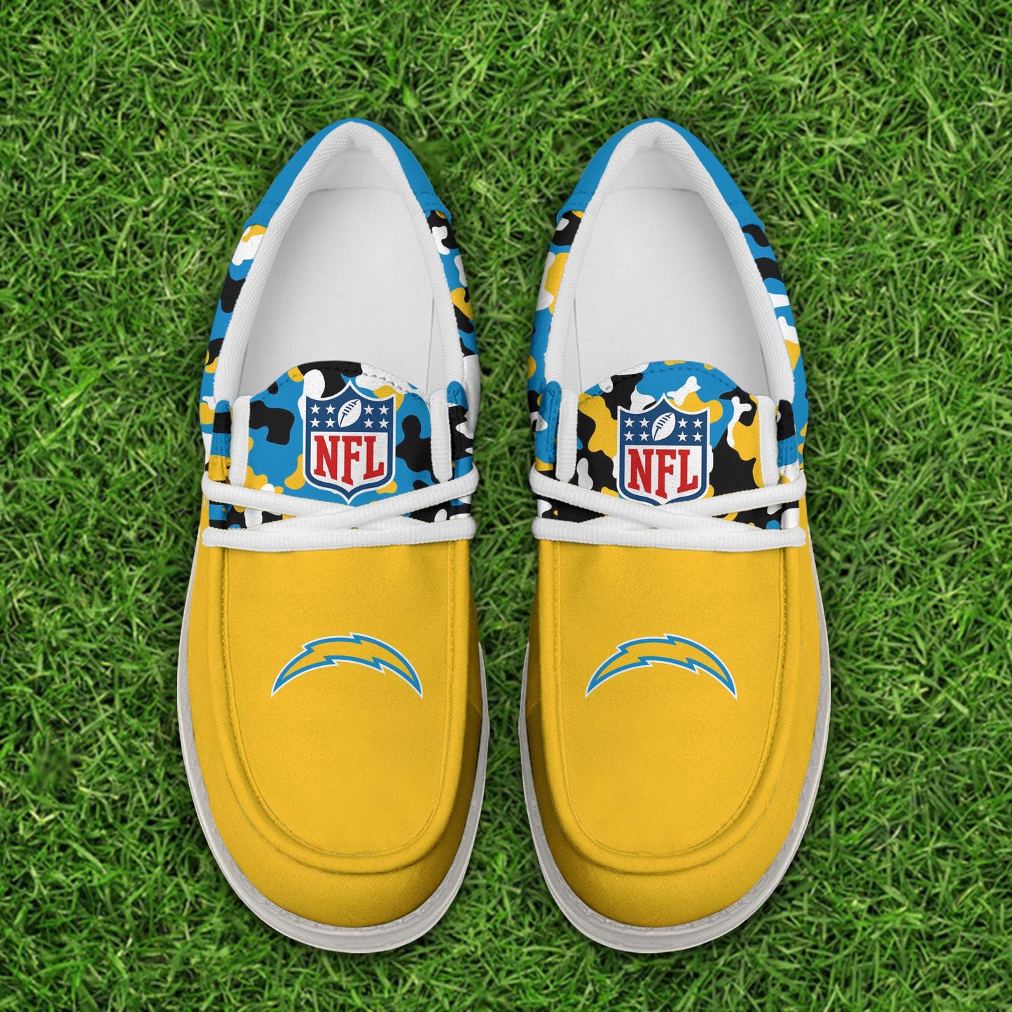 LIMITED EDITION - NEW CUSTOMIZED NFL09 LAC LOS ANGELES CHARGERS LOAFER SHOES