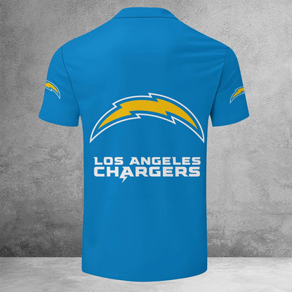 LIMITED EDITION - NEW CUSTOMIZED NFL09 LAC LOS ANGELES CHARGERS ZIP POLO SHIRT