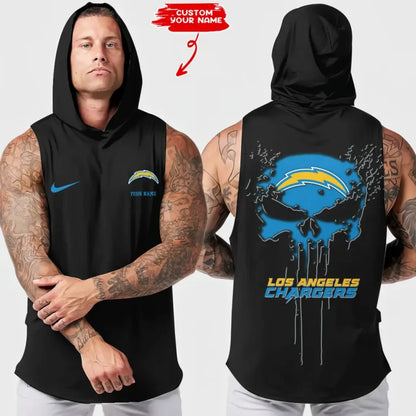 LIMITED EDITION - NEW CUSTOMIZED NFL09 LAC LOS ANGELES CHARGERS HOODED TANK TOP