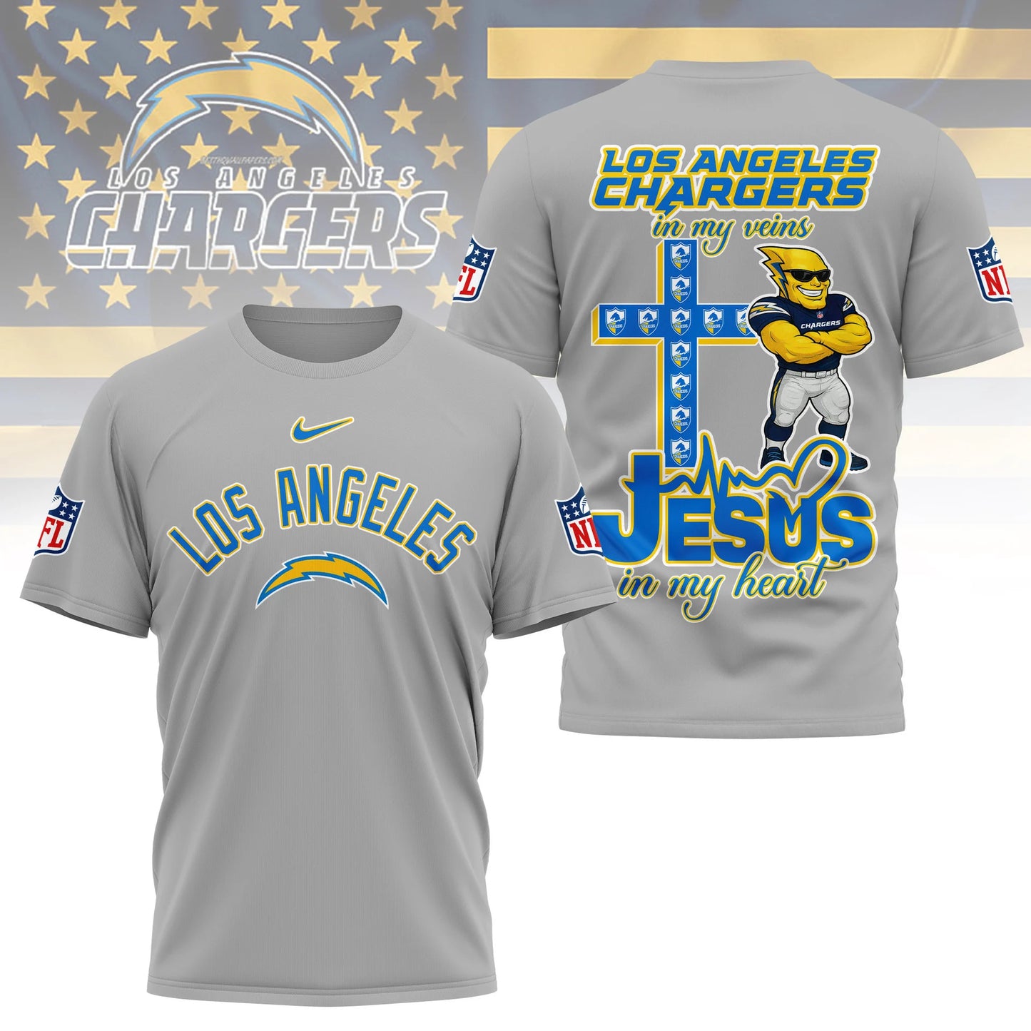LIMITED EDITION - NEW CUSTOMIZED NFL09 LAC LOS ANGELES CHARGERS T-SHIRT | MULTIPLE COLORS AVAILABLE