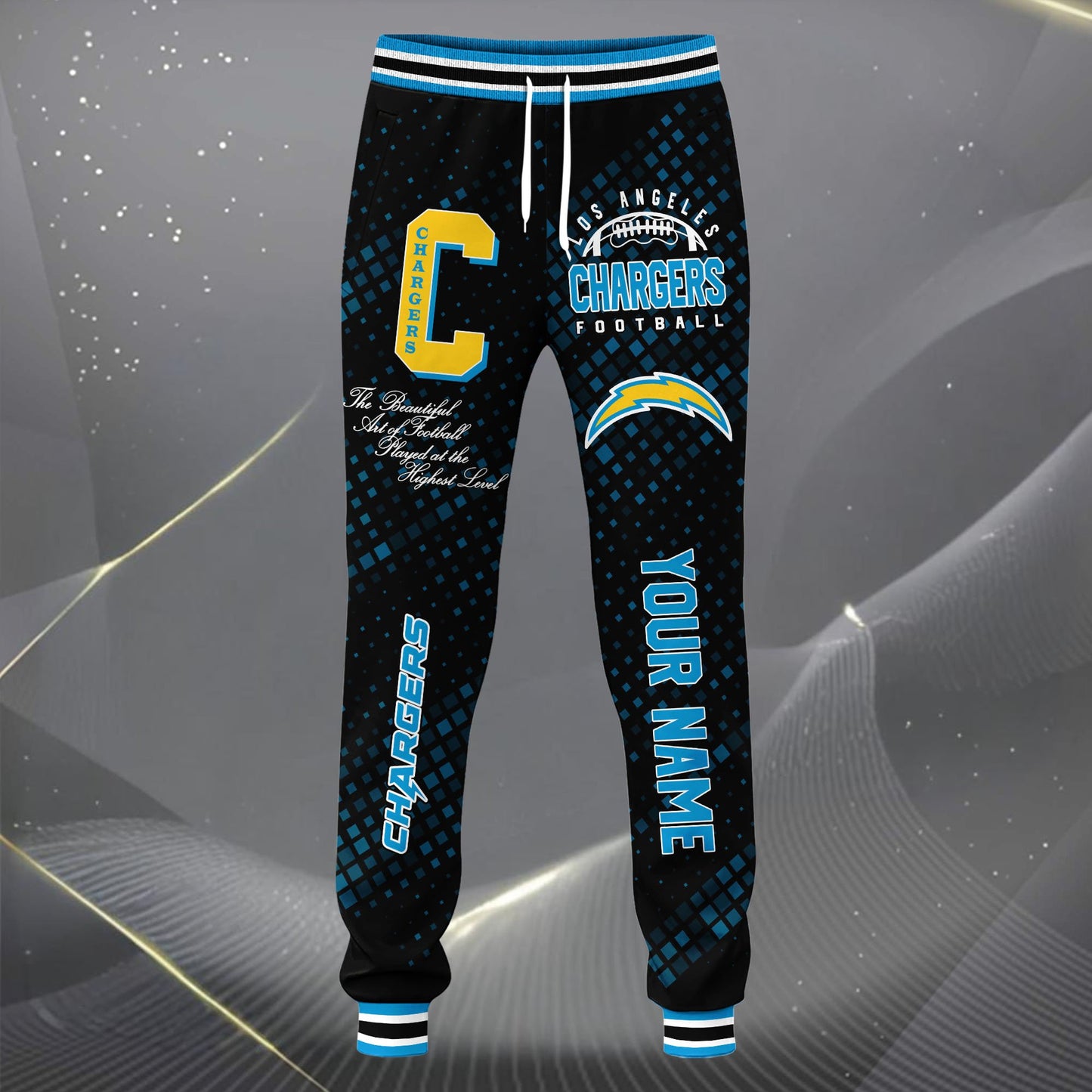 LIMITED EDITION - NEW CUSTOMIZED NFL09 LAC LOS ANGELES CHARGERS SATIN VARSITY JACKET & LONG PANTS