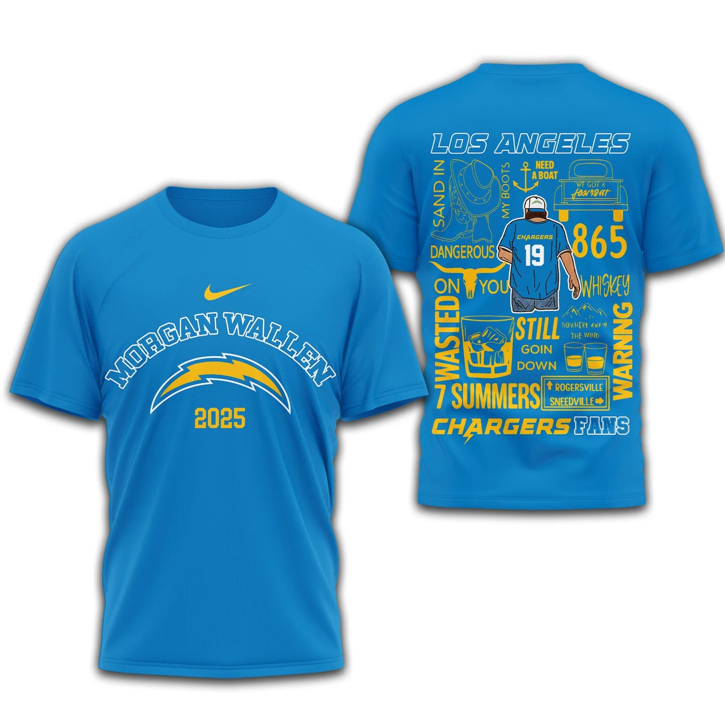 LIMITED EDITION - NEW CUSTOMIZED NFL09 LAC LOS ANGELES CHARGERS T-SHIRT | MULTIPLE COLORS AVAILABLE