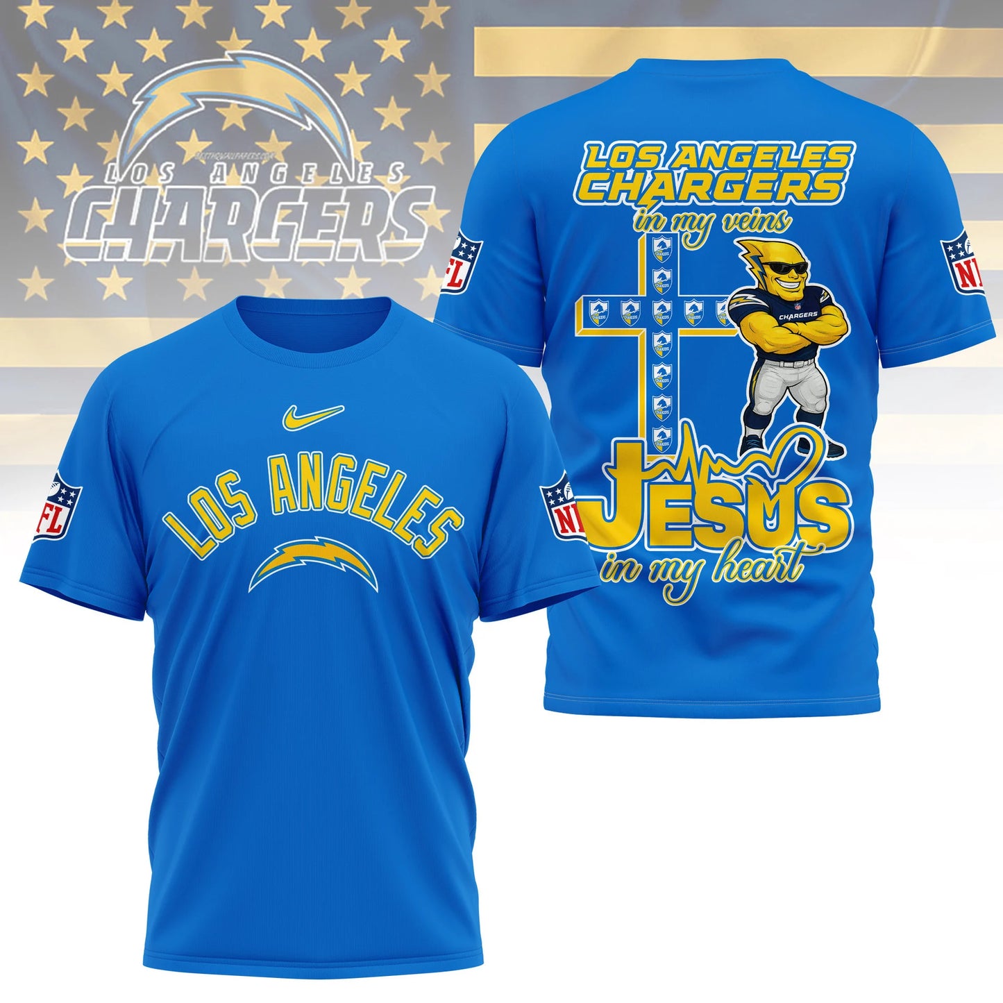 LIMITED EDITION - NEW CUSTOMIZED NFL09 LAC LOS ANGELES CHARGERS T-SHIRT | MULTIPLE COLORS AVAILABLE