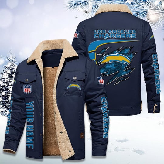 LIMITED EDITION - NEW CUSTOMIZED NFL09 LAC LOS ANGELES CHARGERS FLEECE JACKET