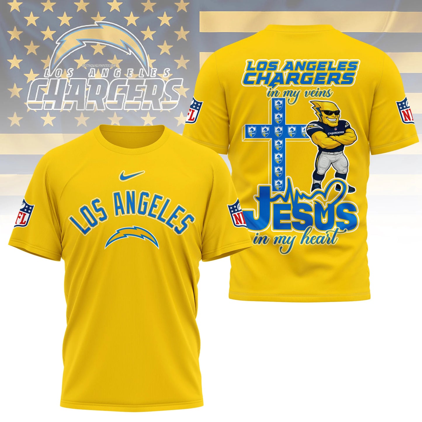 LIMITED EDITION - NEW CUSTOMIZED NFL09 LAC LOS ANGELES CHARGERS T-SHIRT | MULTIPLE COLORS AVAILABLE