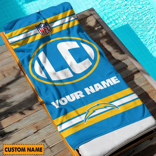 LIMITED EDITION - NEW CUSTOMIZED NFL09 LAC LOS ANGELES CHARGERS BEACH & BATH TOWEL (KIDS & ADULTS)