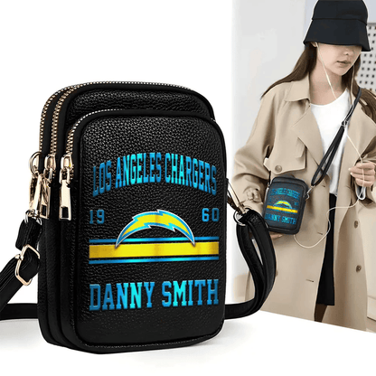 LIMITED EDITION - NEW CUSTOMIZED NFL09 LAC LOS ANGELES CHARGERS LEATHER CROSSBODY BAG