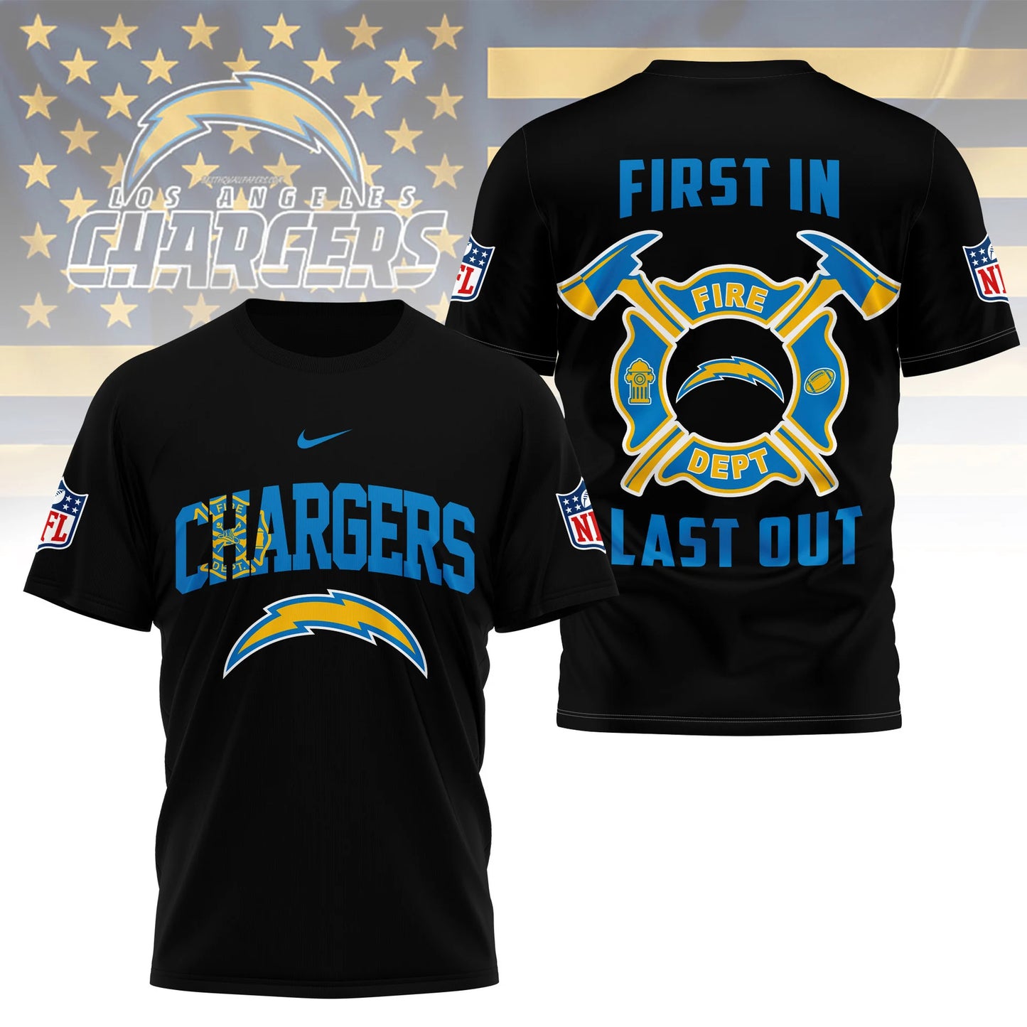 LIMITED EDITION - NEW CUSTOMIZED NFL09 LAC LOS ANGELES CHARGERS T-SHIRT | MULTIPLE COLORS AVAILABLE