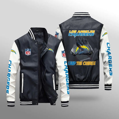 LIMITED EDITION - NEW CUSTOMIZED NFL09 LAC LOS ANGELES CHARGERS LEATHER BOMBER JACKET