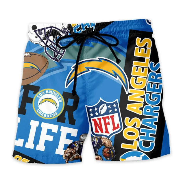 LIMITED EDITION - NEW CUSTOMIZED NFL09 LAC LOS ANGELES CHARGERS UNISEX HAWAIIAN SHIRT & SHORTS SET
