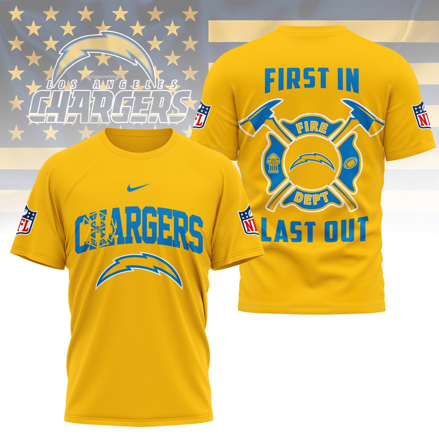 LIMITED EDITION - NEW CUSTOMIZED NFL09 LAC LOS ANGELES CHARGERS T-SHIRT | MULTIPLE COLORS AVAILABLE