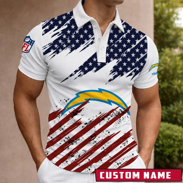 LIMITED EDITION - NEW CUSTOMIZED NFL09 LAC LOS ANGELES CHARGERS POLO SHIRT