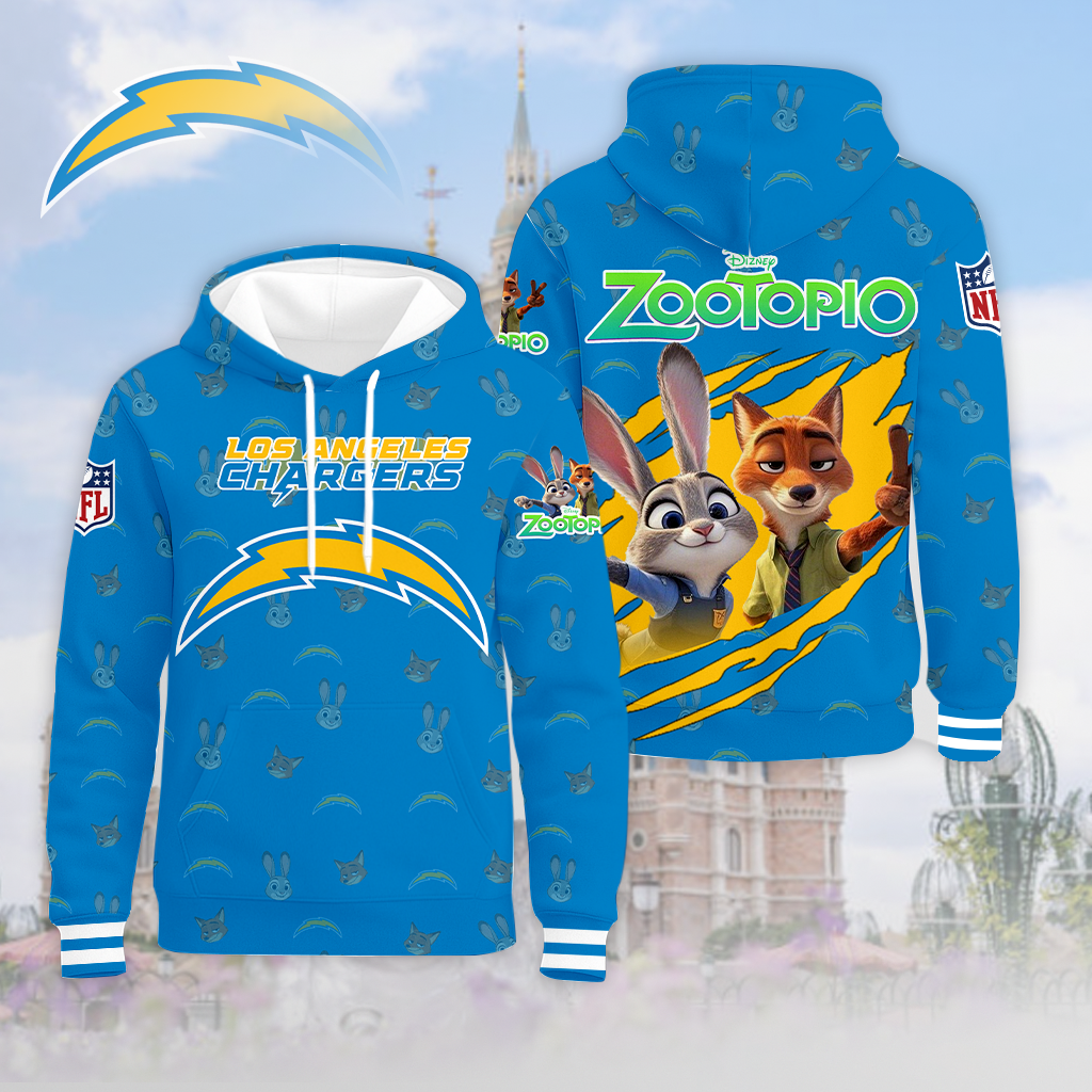 LIMITED EDITION - NEW CUSTOMIZED NFL09 LAC LOS ANGELES CHARGERS & ZOOTOPIA UNISEX T-SHIRT, POLO, HOODIE & JACKETS