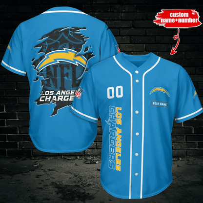 LIMITED EDITION - NEW CUSTOMIZED NFL09 LAC LOS ANGELES CHARGERS BASEBALL JERSEY