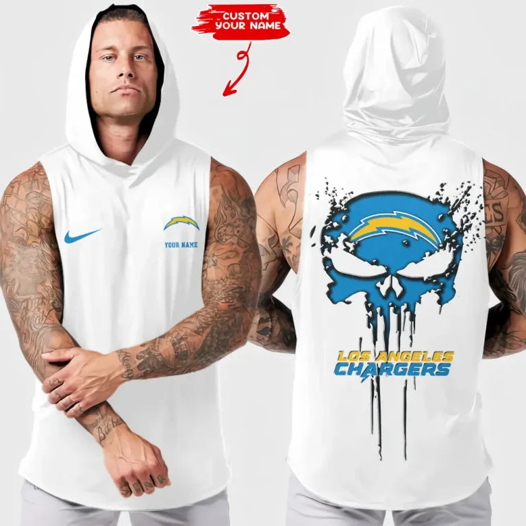 LIMITED EDITION - NEW CUSTOMIZED NFL09 LAC LOS ANGELES CHARGERS HOODED TANK TOP