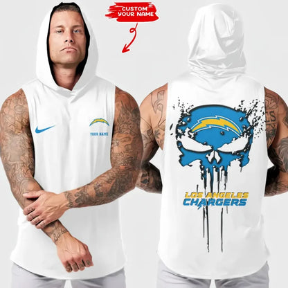 LIMITED EDITION - NEW CUSTOMIZED NFL09 LAC LOS ANGELES CHARGERS HOODED TANK TOP
