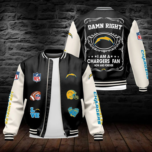LIMITED EDITION - NEW CUSTOMIZED NFL09 LAC LOS ANGELES CHARGERS LEATHER BOMBER JACKET