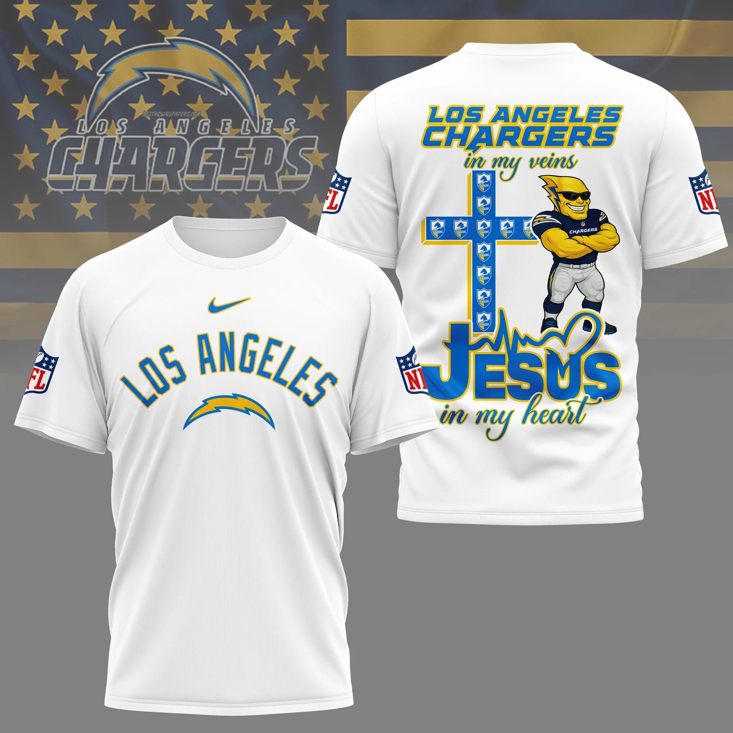 LIMITED EDITION - NEW CUSTOMIZED NFL09 LAC LOS ANGELES CHARGERS T-SHIRT | MULTIPLE COLORS AVAILABLE