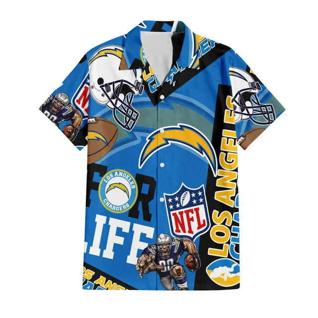 LIMITED EDITION - NEW CUSTOMIZED NFL09 LAC LOS ANGELES CHARGERS UNISEX HAWAIIAN SHIRT & SHORTS SET