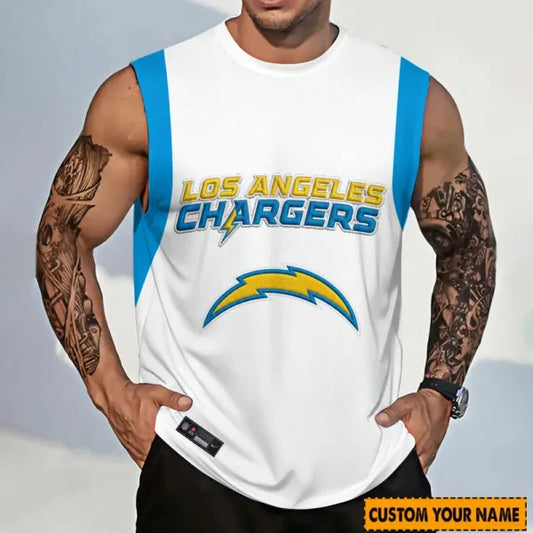 LIMITED EDITION - NEW CUSTOMIZED NFL09 LAC LOS ANGELES CHARGERS TANKTOP & GYM SHIRT