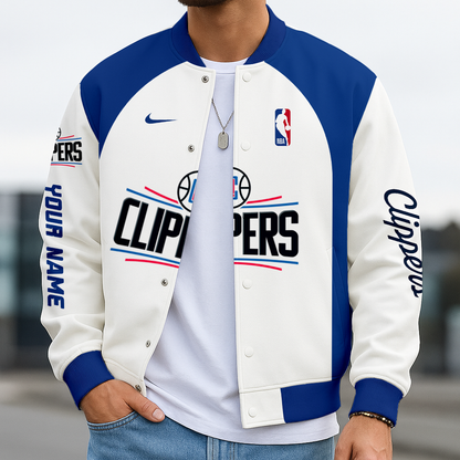 LIMITED EDITION - NEW CUSTOMIZED NBA10 LC LOS ANGELES CLIPPERS BASEBALL JACKET, SATIN VARSITY JACKET