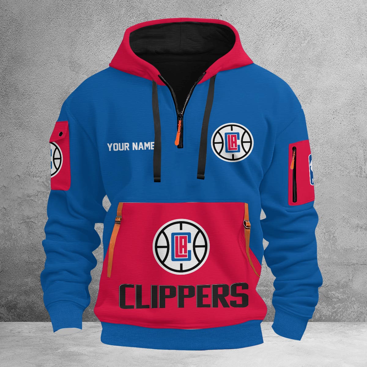 LIMITED EDITION - NEW CUSTOMIZED NBA10 LC LOS ANGELES CLIPPERS QUARTER ZIP HOODIE