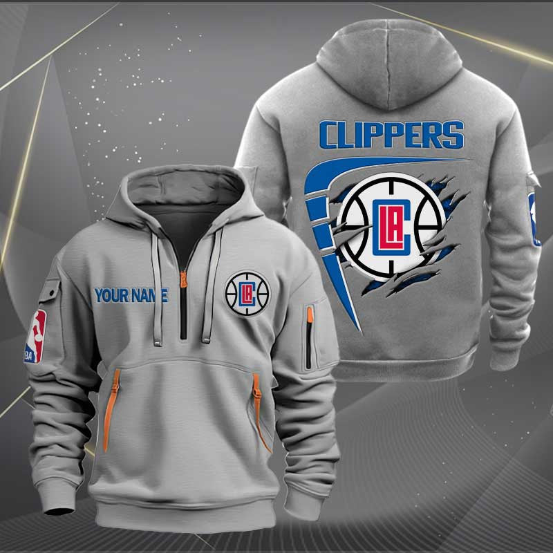 [HOT DEAL] NEW CUSTOMIZED NBA10 LC LOS ANGELES CLIPPERS QUARTER ZIP HOODIE