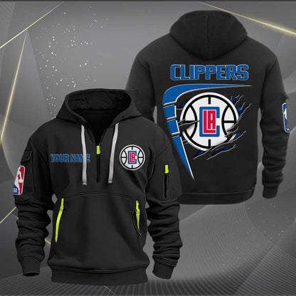 [HOT DEAL] NEW CUSTOMIZED NBA10 LC LOS ANGELES CLIPPERS QUARTER ZIP HOODIE