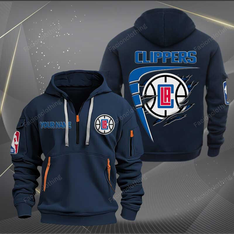 [HOT DEAL] NEW CUSTOMIZED NBA10 LC LOS ANGELES CLIPPERS QUARTER ZIP HOODIE