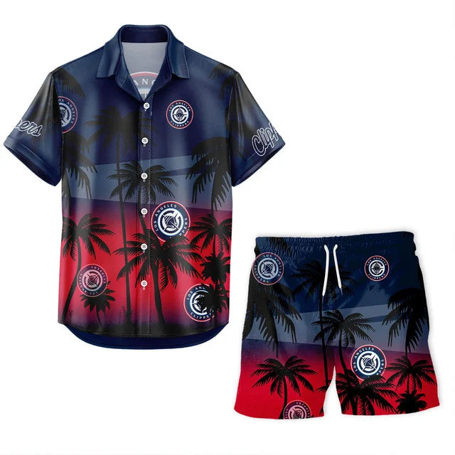 LIMITED EDITION - NEW CUSTOMIZED NBA10 LCL LOS ANGELES CLIPPERS UNISEX HAWAIIAN SHIRT & SHORTS SET