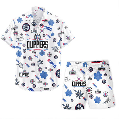 LIMITED EDITION - NEW CUSTOMIZED NBA10 LCL LOS ANGELES CLIPPERS UNISEX HAWAIIAN SHIRT & SHORTS SET