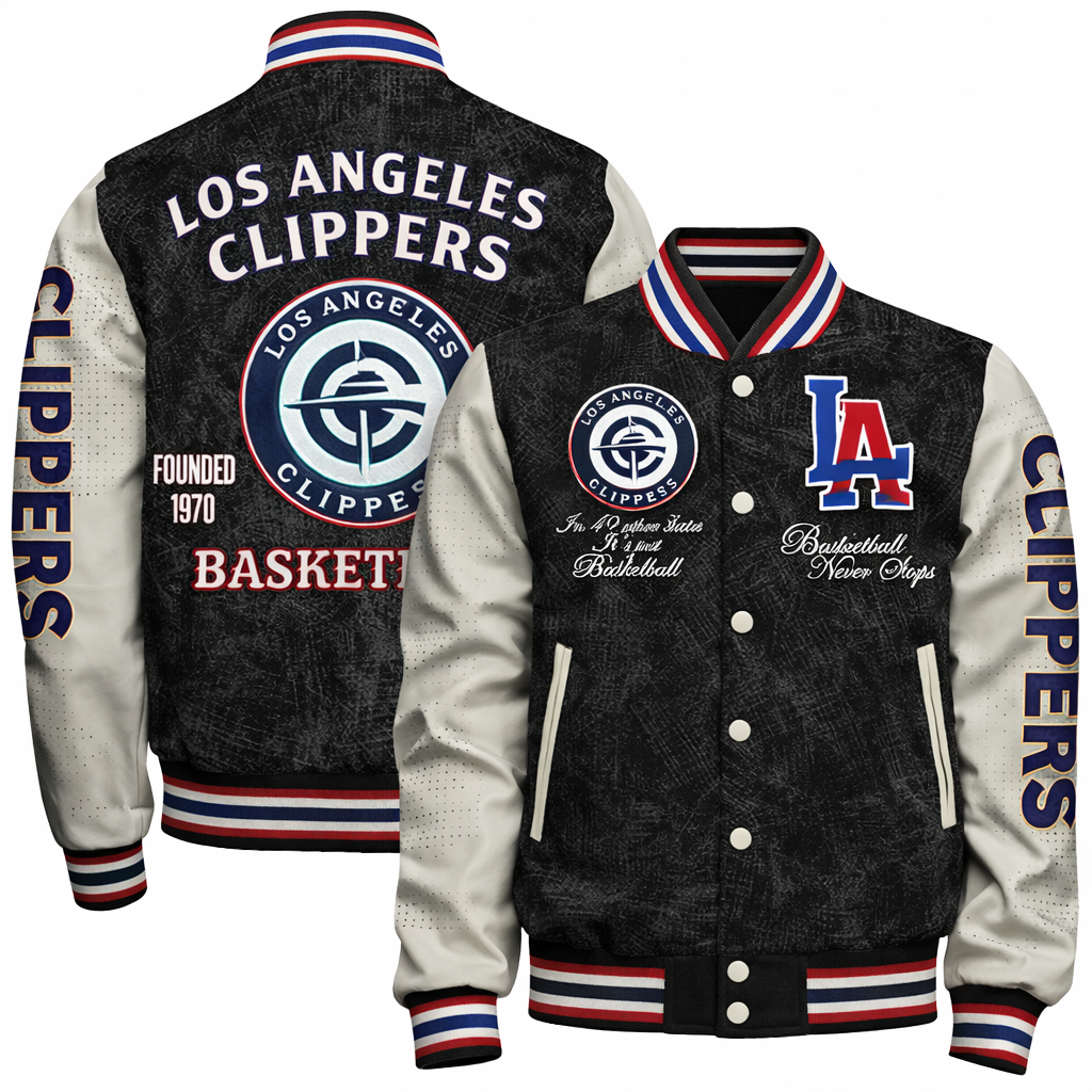 LIMITED EDITION - NEW CUSTOMIZED NBA10 LCL LOS ANGELES CLIPPERS BASEBALL JACKET, SATIN VARSITY JACKET