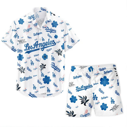 LIMITED EDITION - NEW CUSTOMIZED MLB02 LAD LOS ANGELES DODGERS UNISEX HAWAIIAN SHIRT & SHORTS SET