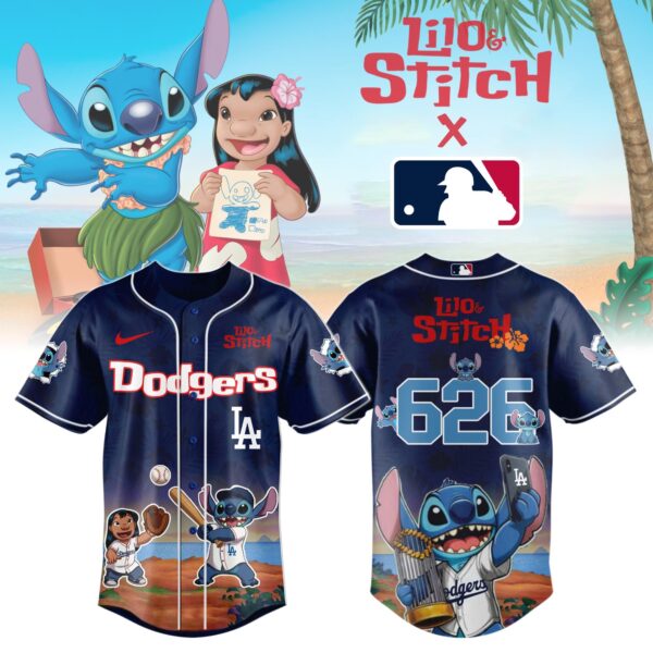 LIMITED EDITION - NEW CUSTOMIZED MLB02 LA DODGERS x LILO & STITCH BASEBALL JERSEY
