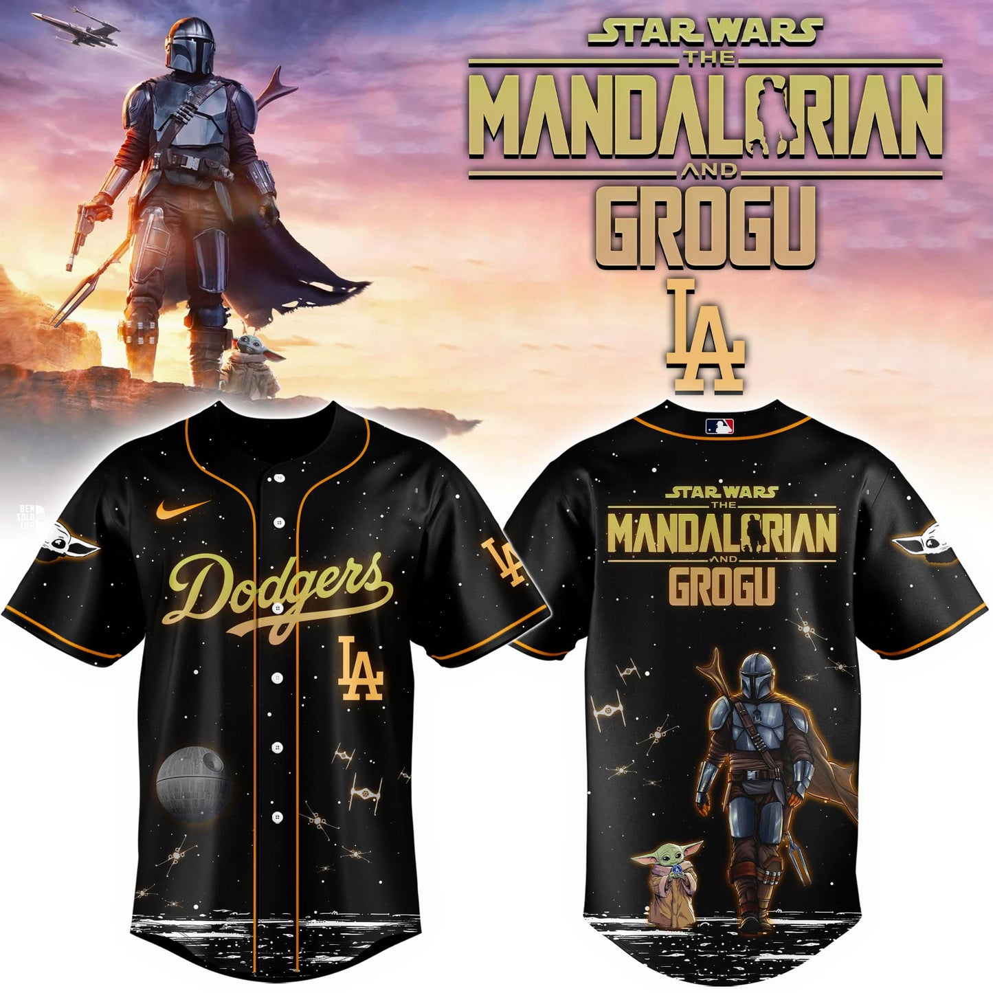LIMITED EDITION - NEW CUSTOMIZED MLB02 LA DODGERS x STAR WARS BASEBALL JERSEY & CAP