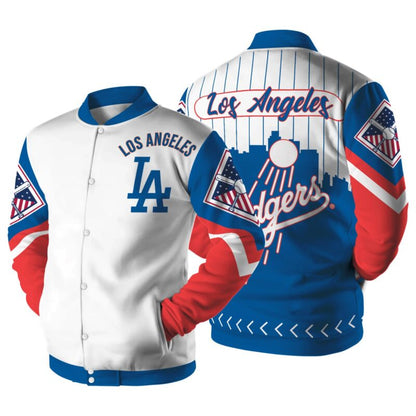 LIMITED EDITION - NEW CUSTOMIZED MLB02 LA DODGERS SATIN VARSITY & BASEBALL JACKET