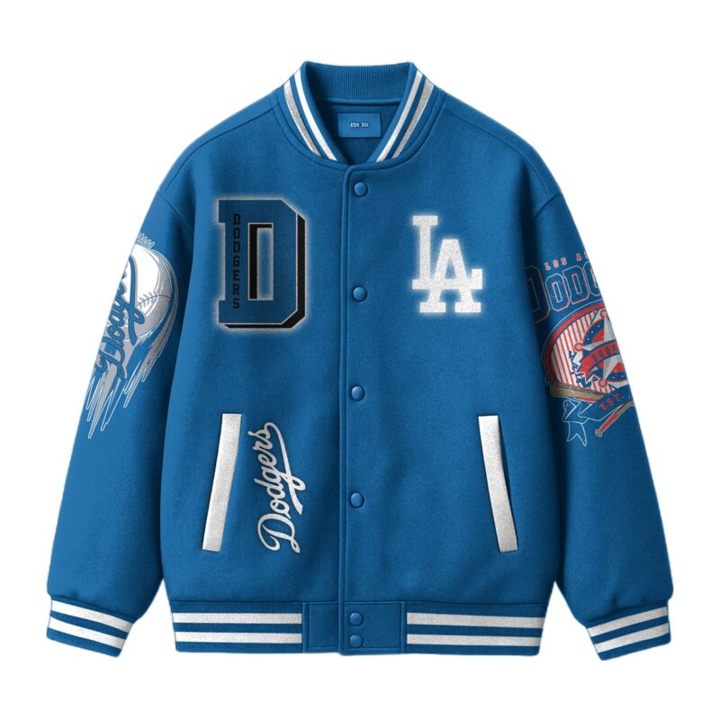 LIMITED EDITION - NEW CUSTOMIZED MLB02 LA DODGERS SATIN VARSITY & BASEBALL JACKET