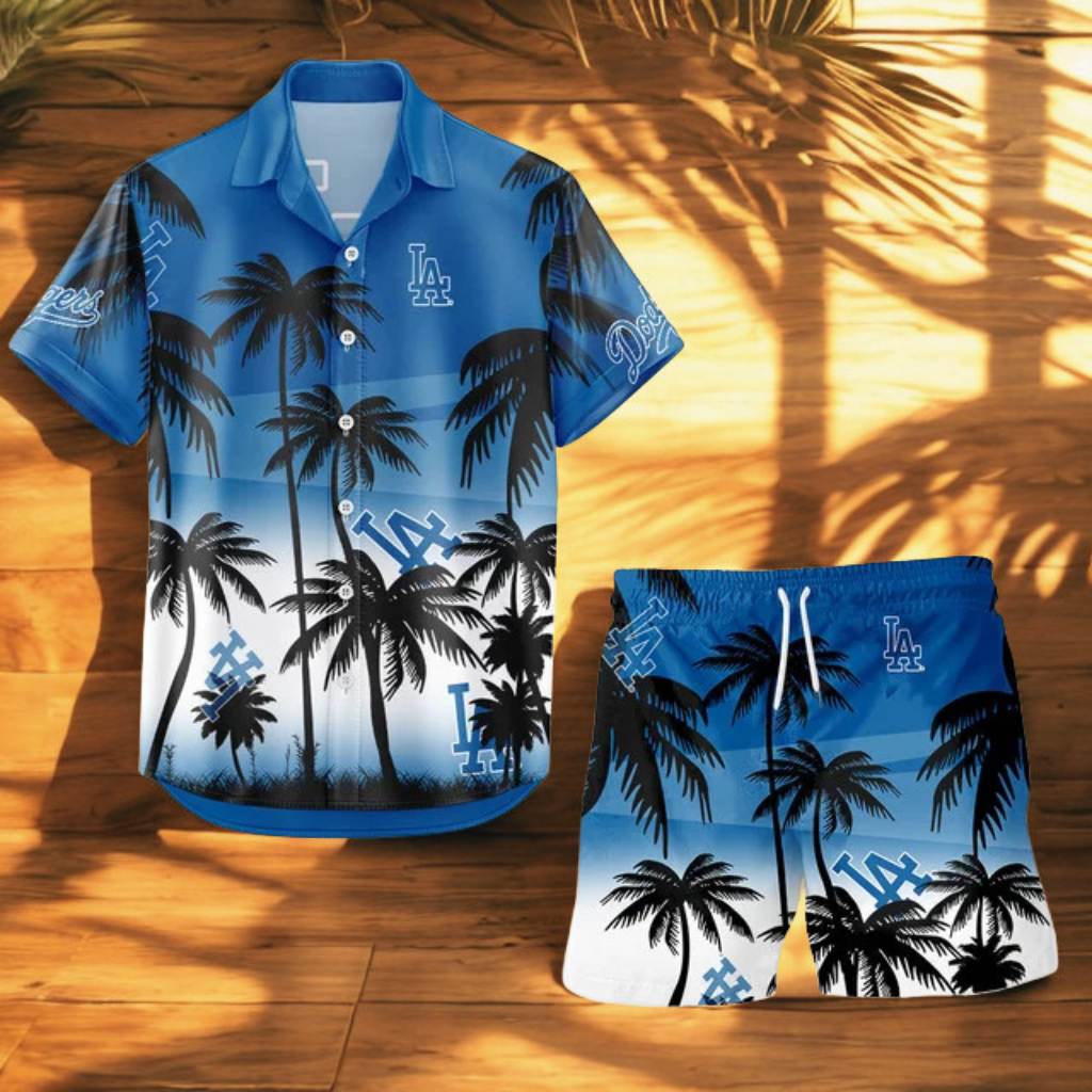 LIMITED EDITION - NEW CUSTOMIZED MLB02 LAD LOS ANGELES DODGERS UNISEX HAWAIIAN SHIRT & SHORTS SET