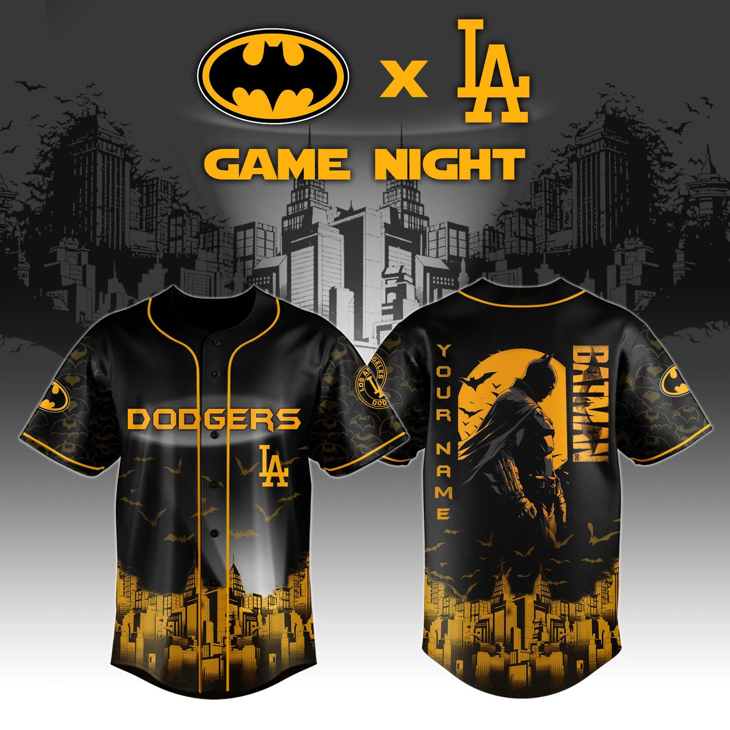 LIMITED EDITION - NEW CUSTOMIZED MLB02 LA DODGERS x BATMAN BASEBALL JERSEY