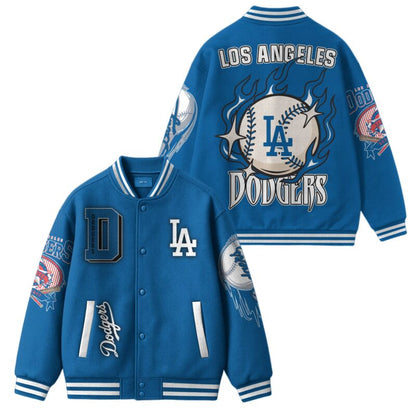 LIMITED EDITION - NEW CUSTOMIZED MLB02 LA DODGERS SATIN VARSITY & BASEBALL JACKET