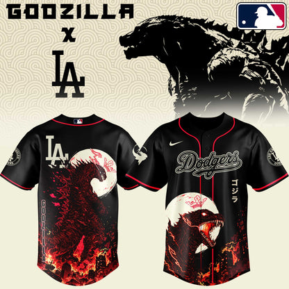 LIMITED EDITION - NEW CUSTOMIZED MLB02 LAD LOS ANGELES DODGERS x GODZILLA BASEBALL JERSEY & CAP