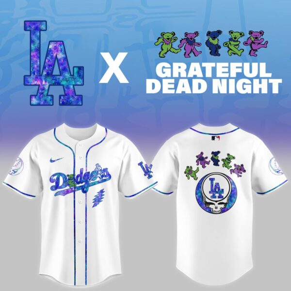 LIMITED EDITION - NEW CUSTOMIZED MLB02 LA DODGERS x GRATEFUL DEAD BASEBALL JERSEY